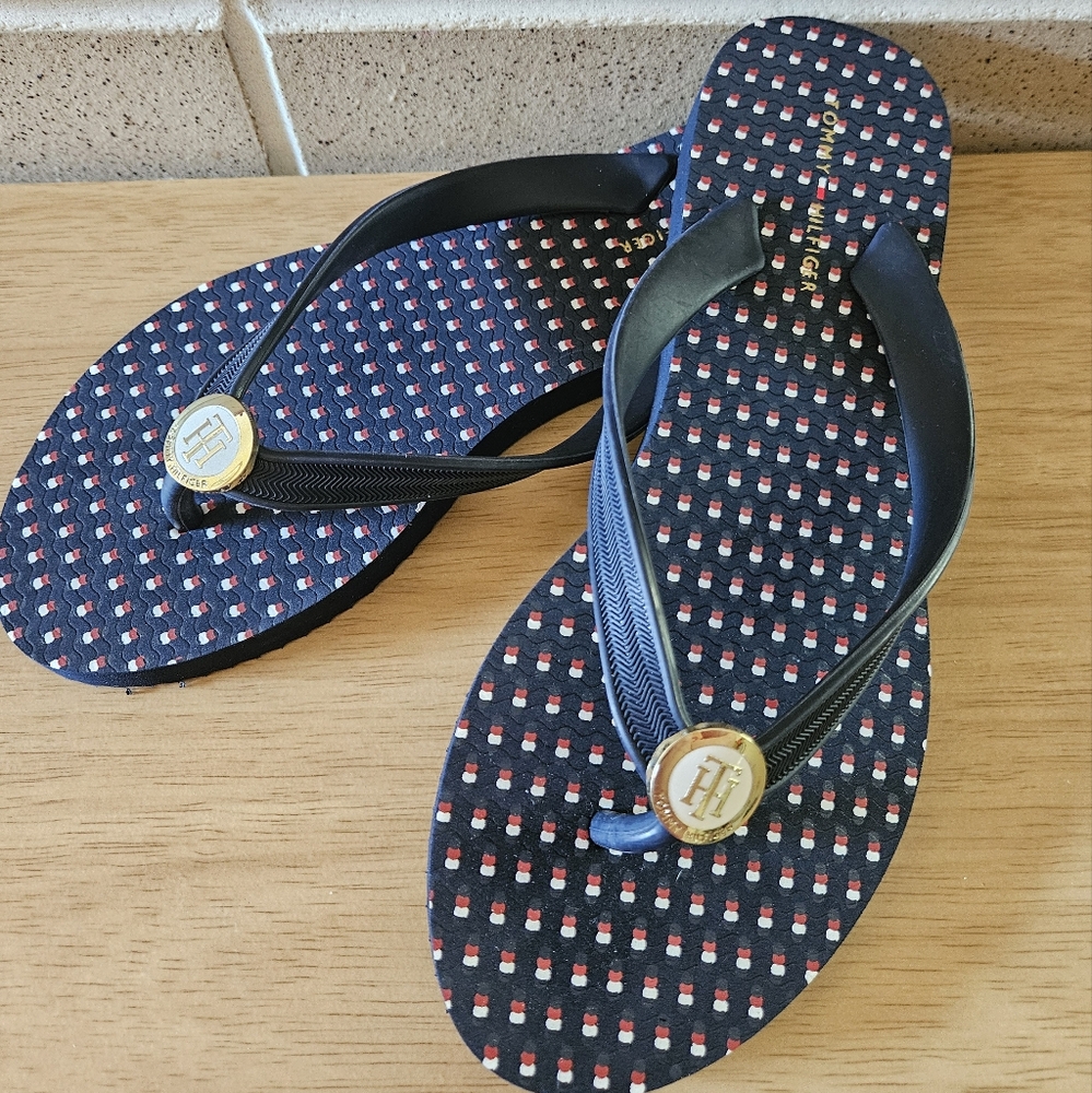 🆕️ Tommy Hilfiger Flip Flops | Womens | Navy Blue | 7M | 7/8 | Rosee | Sandals